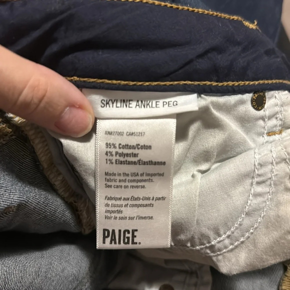 PAIGE skyline ankle peg jeans size 27 EUC dark wash premium denim emery blue - Picture 13 of 13